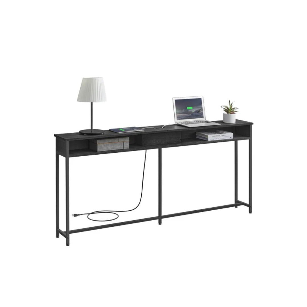 70-Inch Console Table with Charging Station and Storage Shelves – product view 2 | Amaraloft