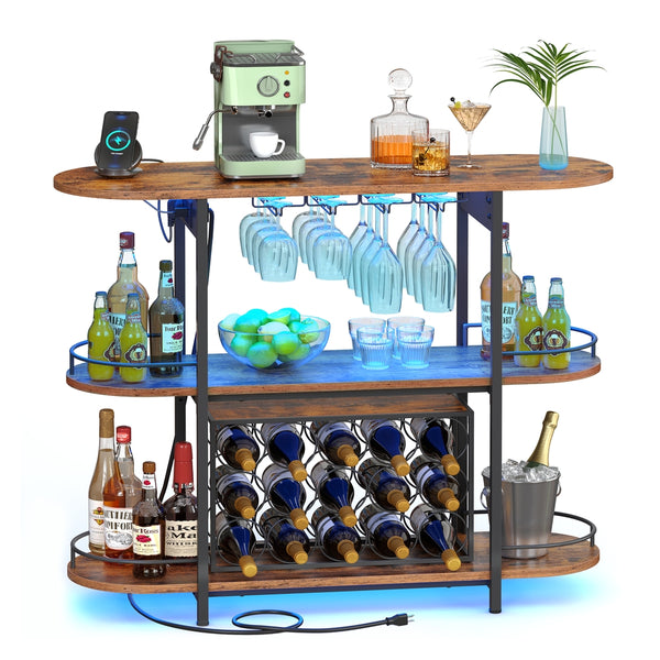 Bar Cabinet With LED Lights And Power Outlets - product photo 01