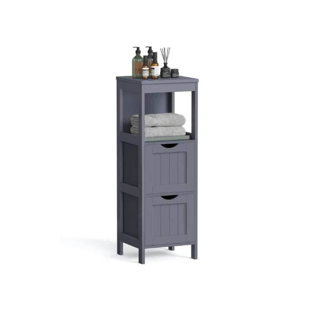 Bathroom Floor Cabinet With 2 Drawers Slim Storage 35in High – product view 2 | Amaraloft