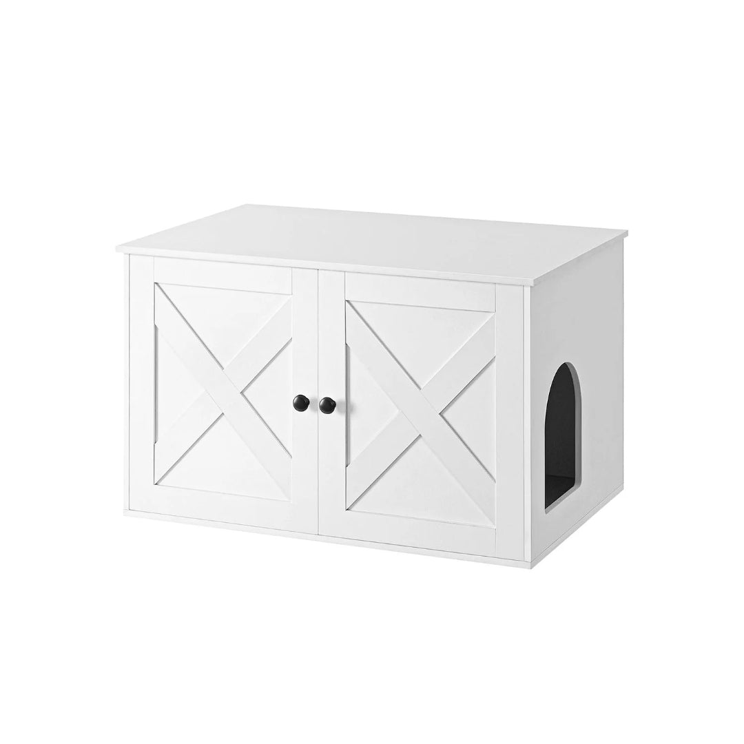 Cat Litter Box Enclosure Furniture Cabinet With Divider 31.5in Wide – product view 3 | Amaraloft