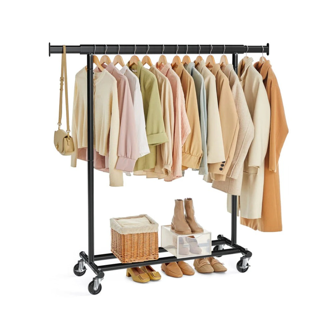 Clothes Rack With Extendable Rail Rolling Garment Rack 36.2-52in – product view 1 | Amaraloft
