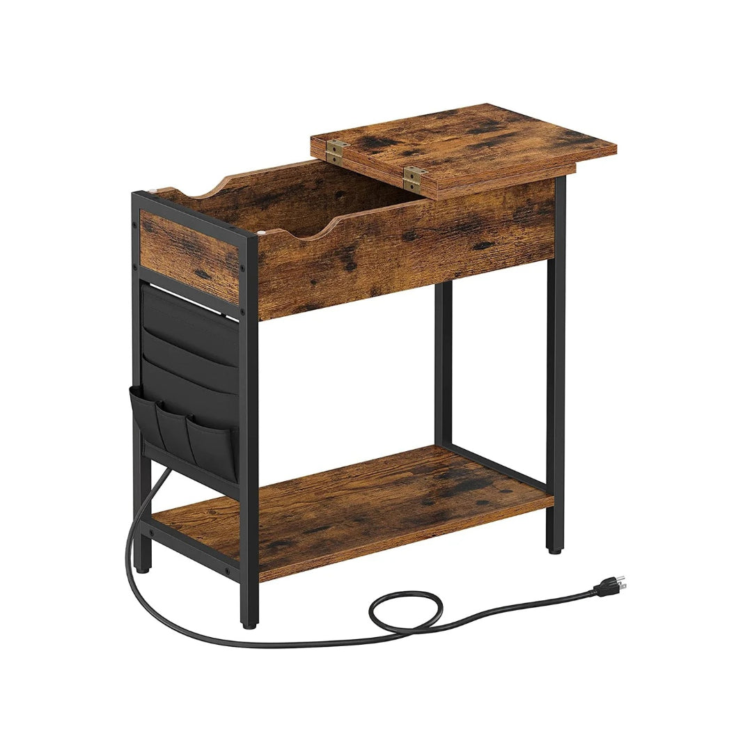 End Table With USB Ports And Power Outlets Storage Shelf – product view 2 | Amaraloft
