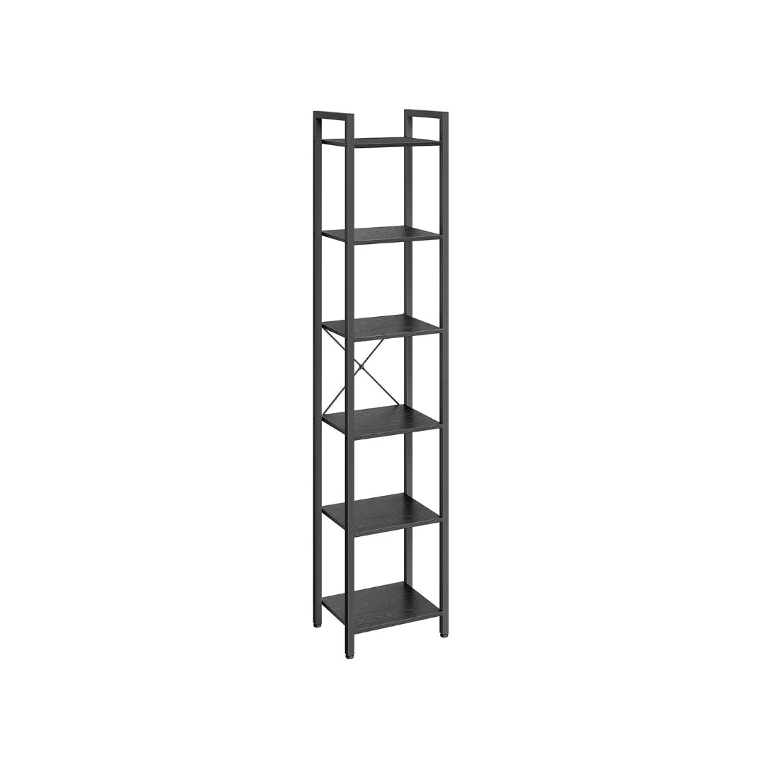 6 Tier Narrow Bookcase With Steel Frame – product view 3 | Amaraloft