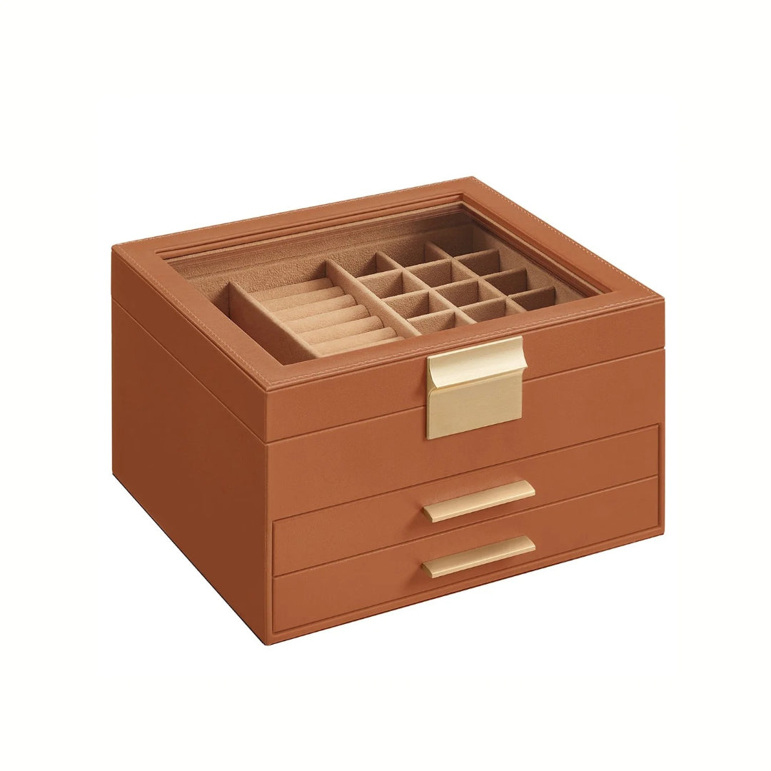 Jewelry Box Organizer With Glass Lid 2 To 6 Layer Storage – product view 10 | Amaraloft