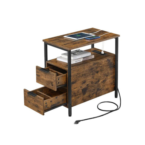 Narrow End Table With Charging Station And 2 Drawers – product view 1 | Amaraloft