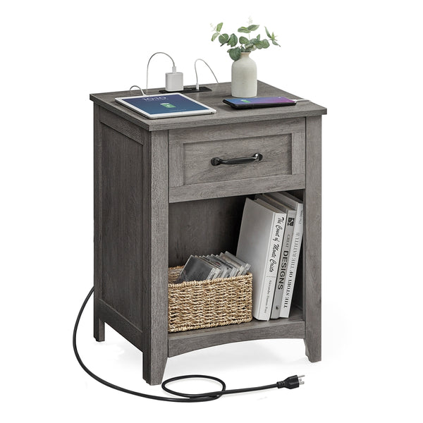 Nightstands With Charging Station And Open Compartment - product photo 01