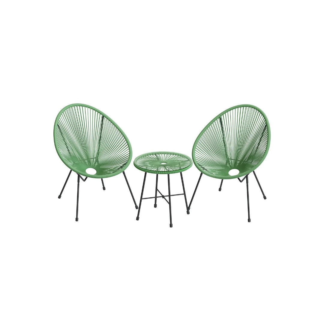 Outdoor Seating Set 3 Piece Acapulco Chairs With Table – product view 2 | Amaraloft