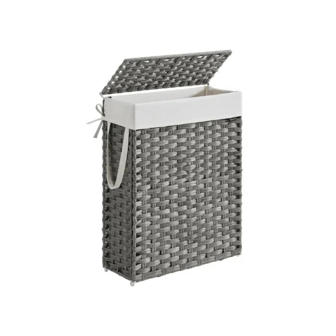 Slim Laundry Hamper With Lid 14.5 Gallon Rattan Basket – product view 2 | Amaraloft
