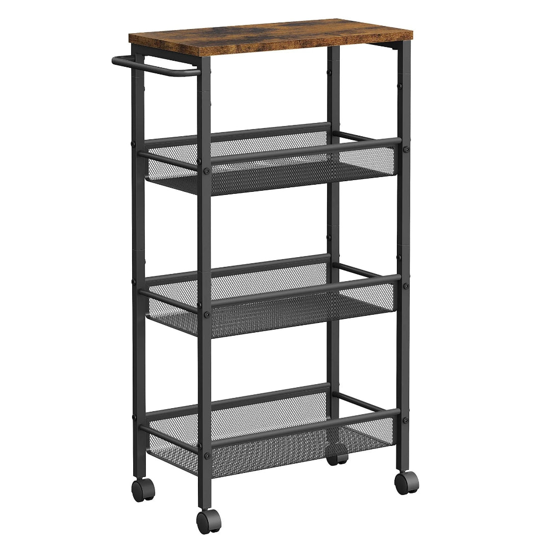 4 Tier Slim Rolling Storage Cart Narrow Utility Shelf – product view 5 | Amaraloft