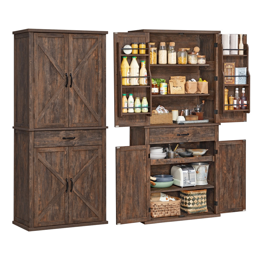 Tall Farmhouse Kitchen Storage Cabinet With Barn Doors - product photo 08