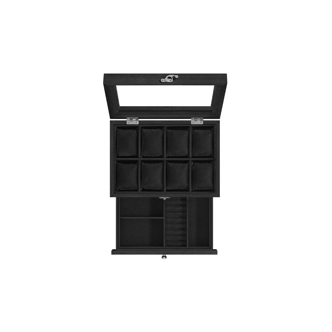 Wood Watch Box With Glass Lid 8 Or 12 Slot Organizer – product view 5 | Amaraloft