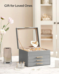 Jewelry Box Organizer With Glass Lid 2 To 6 Layer Storage
