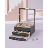 Jewelry Box Organizer With Glass Lid 2 To 6 Layer Storage