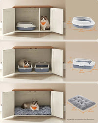 Cat Litter Box Enclosure Furniture Cabinet With Divider 31.5in Wide