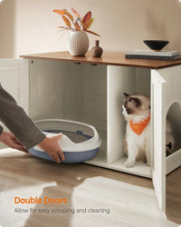 Cat Litter Box Enclosure Furniture Cabinet With Divider 31.5in Wide