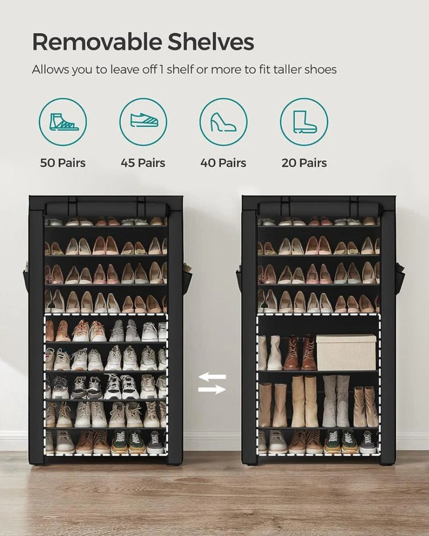 9 Tier Shoe Rack With Cover – product view 7 | Amaraloft