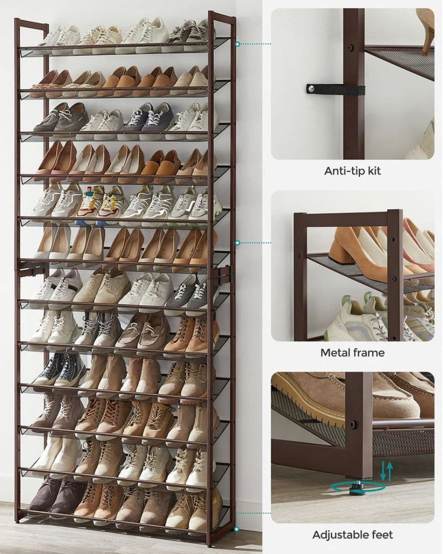 12 Tier Shoe Rack With Metal Shelves – product view 7 | Amaraloft