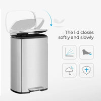 13-Gallon Stainless Steel Step Trash Can with Soft-Close Lid – product view 29 | Amaraloft