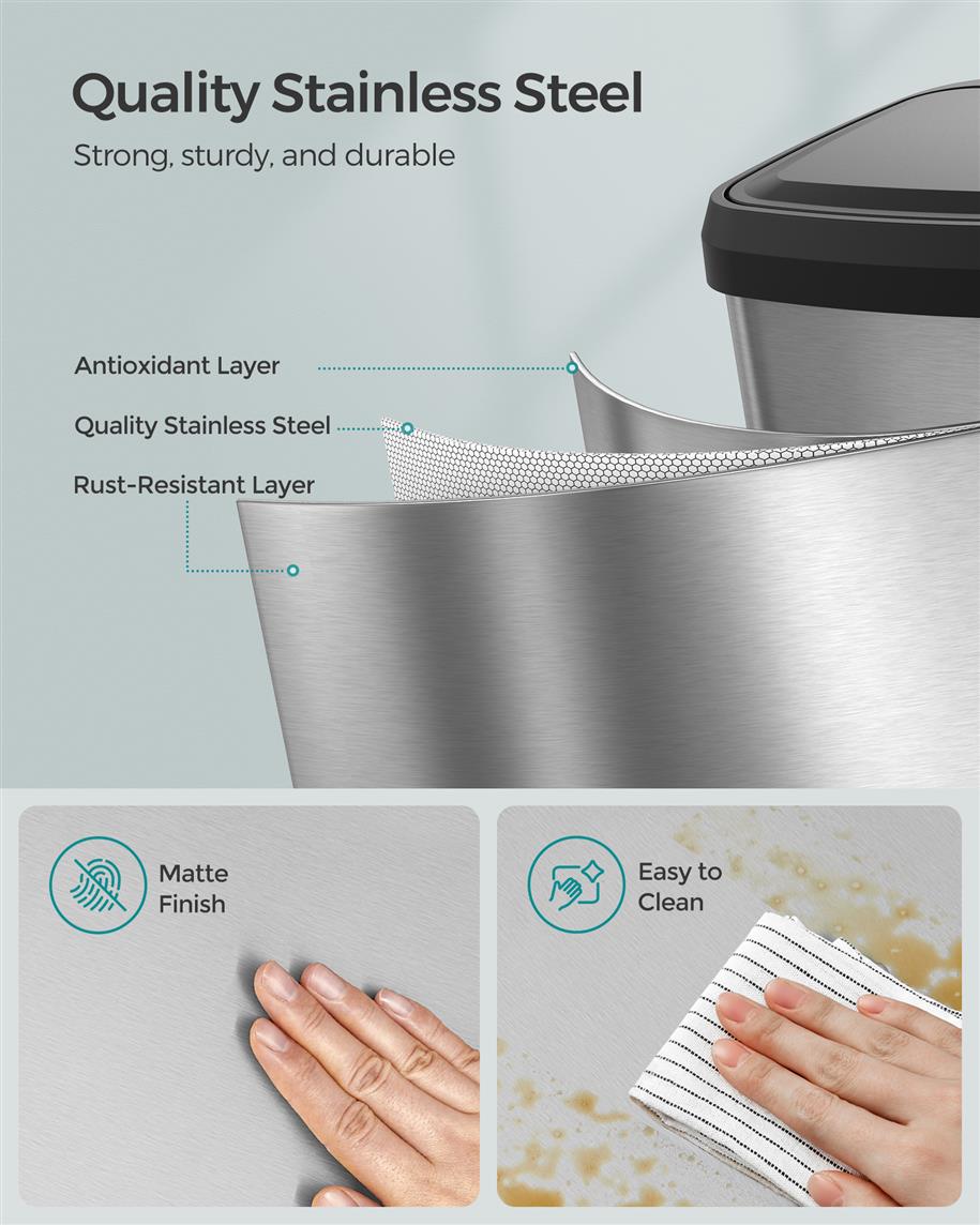 13-Gallon Stainless Steel Trash Can - product photo 07