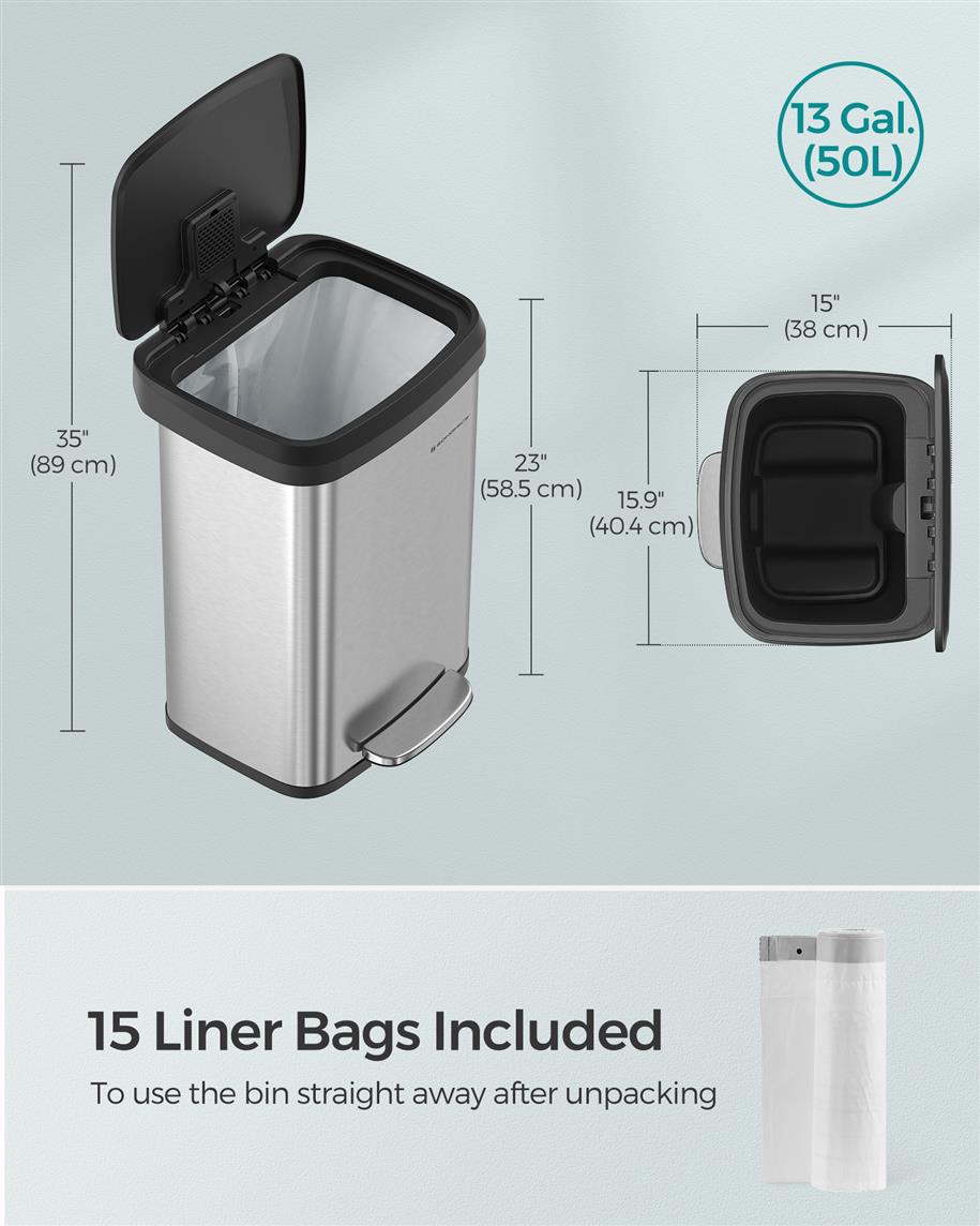 13-Gallon Stainless Steel Trash Can - product photo 57