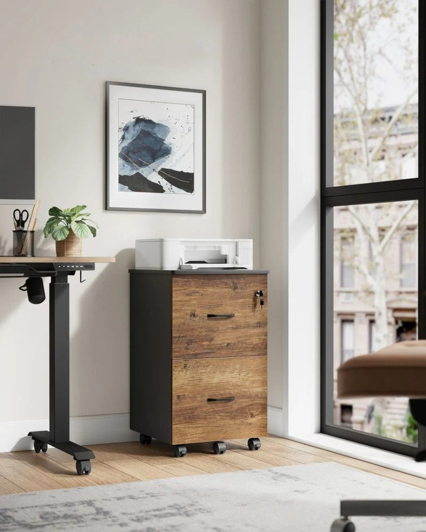 2 Drawer Rolling File Cabinet With Lock & Wheels – product view 3 | Amaraloft