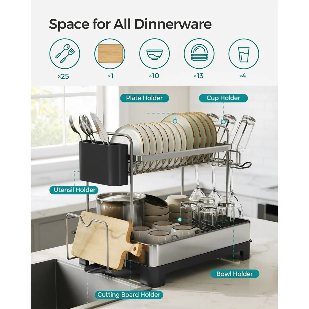 2-Tier Dish Drying Rack with Drainboard – product view 3 | Amaraloft