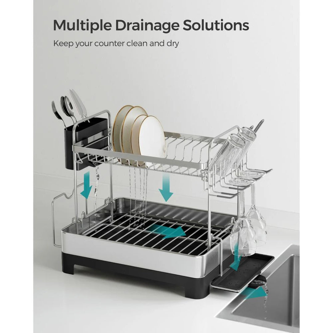 2-Tier Dish Drying Rack with Drainboard – product view 4 | Amaraloft