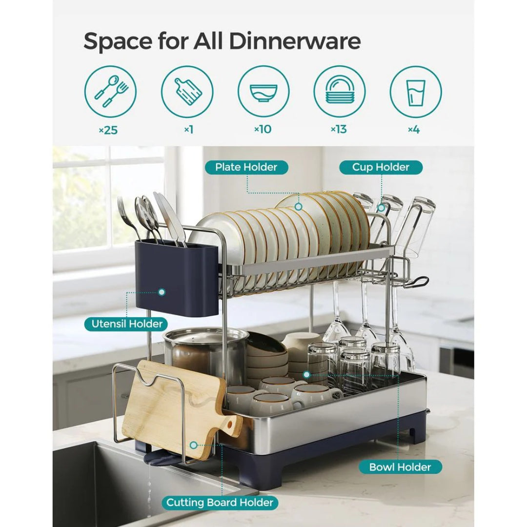 2-Tier Dish Drying Rack with Drainboard – product view 9 | Amaraloft