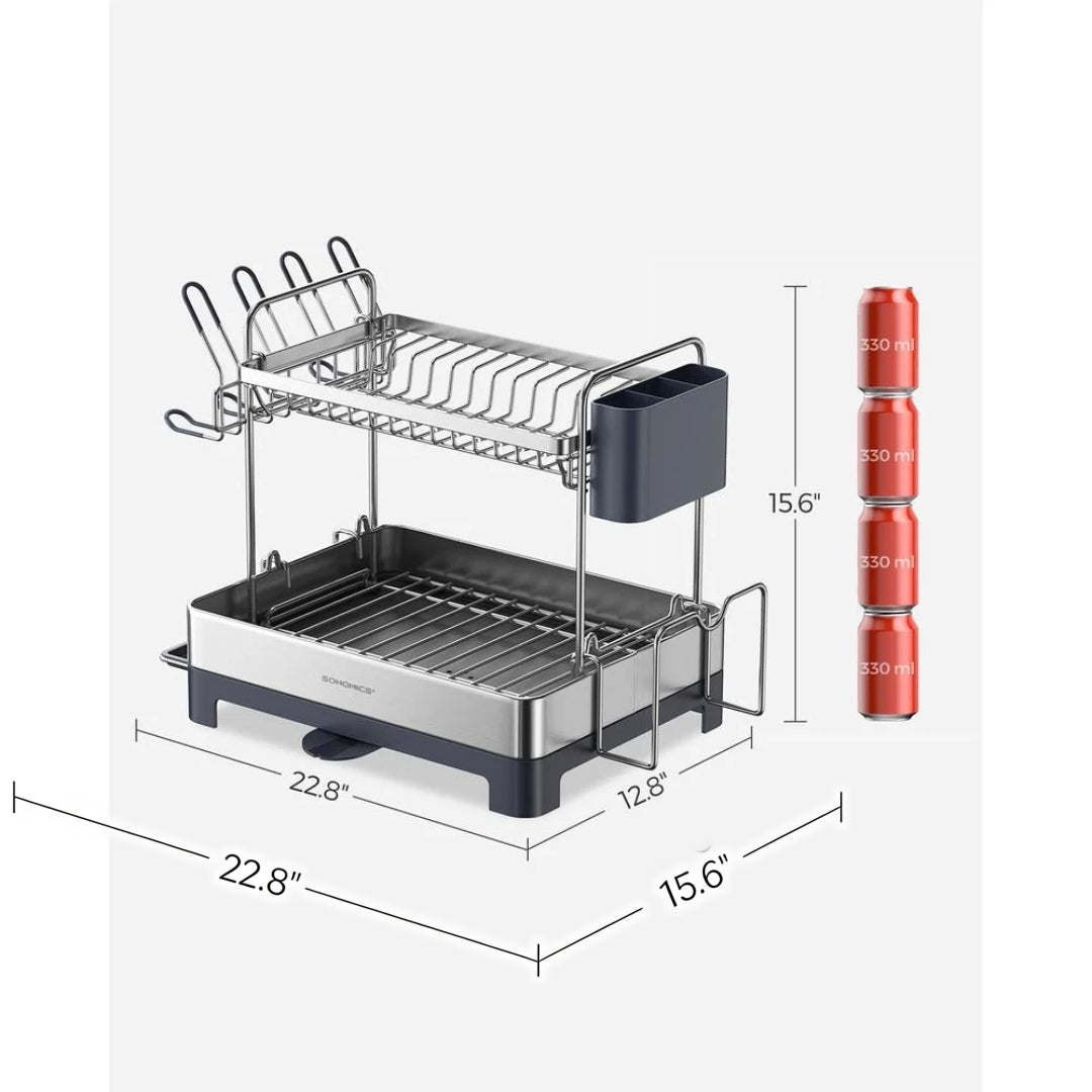2-Tier Dish Drying Rack with Drainboard – product view 11 | Amaraloft