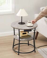 2 Tier Round Side Table With Power Outlets And USB Ports - product photo 11