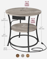 2 Tier Round Side Table With Power Outlets And USB Ports - product photo 13