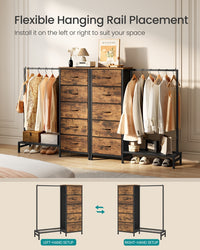 3 In 1 Dresser With Garment Rack, 5 Fabric Drawers And Bottom Shelf - product photo 38