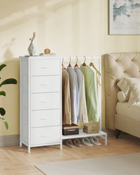 3-in-1 Dresser With Garment Rack 5 Fabric Drawers & Bottom Shelf - product photo 02