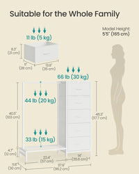 3-in-1 Dresser With Garment Rack 5 Fabric Drawers & Bottom Shelf - product photo 03