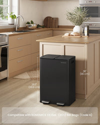 30L X 2 Trash Bin, Dual Pedal, Soft-Close, Stainless Steel, 15 Liners - product photo 09