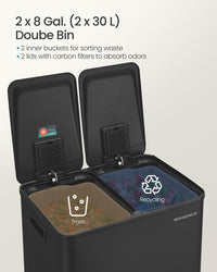 30L X 2 Trash Bin, Dual Pedal, Soft-Close, Stainless Steel, 15 Liners - product photo 10