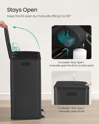 30L X 2 Trash Bin, Dual Pedal, Soft-Close, Stainless Steel, 15 Liners - product photo 12