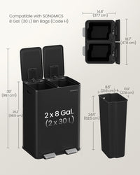 30L X 2 Trash Bin, Dual Pedal, Soft-Close, Stainless Steel, 15 Liners - product photo 13