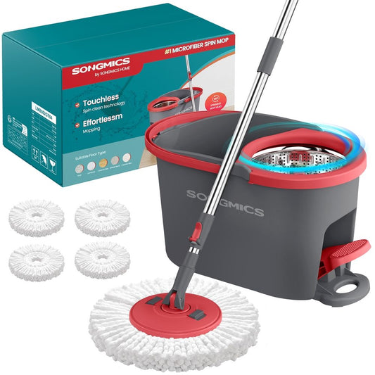 360° Spin Mop & Bucket Set With Foot Pedal Wringer And Reusable Microfiber Pads - product photo 01