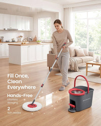 360° Spin Mop & Bucket Set With Foot Pedal Wringer And Reusable Microfiber Pads - product photo 02
