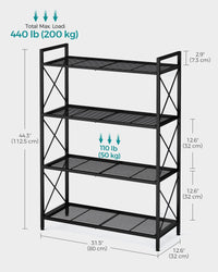 4 Tier Metal Storage Shelf With X Side Frames, 23.6 Inch Wide Rack - product photo 46