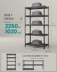 5 Tier Heavy Duty Garage Shelving, 2200 lb Capacity Boltless Rack - product photo 07