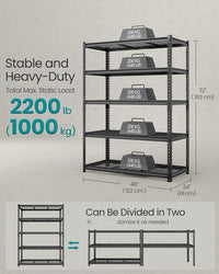 5 Tier Heavy Duty Garage Shelving, 2200 lb Capacity Boltless Rack - product photo 16