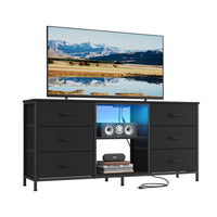 6 Drawer Dresser TV Stand With LED Lights & Outlets, 57.8 Inch - product photo 01