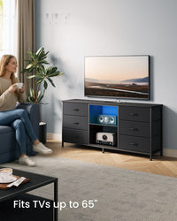 6 Drawer Dresser TV Stand With LED Lights & Outlets, 57.8 Inch - product photo 02