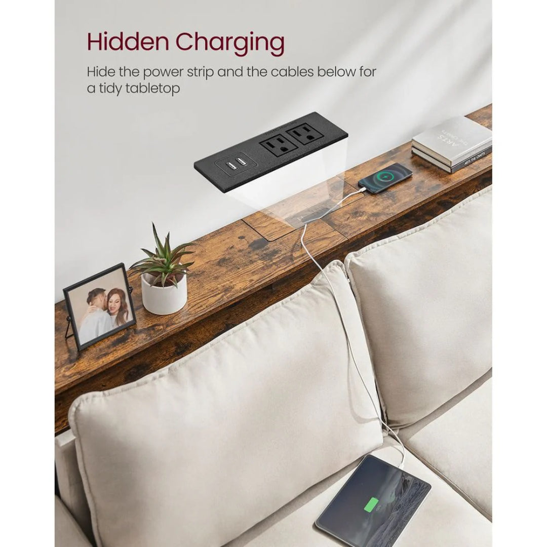 70-Inch Console Table with Charging Station and Storage Shelves – product view 6 | Amaraloft