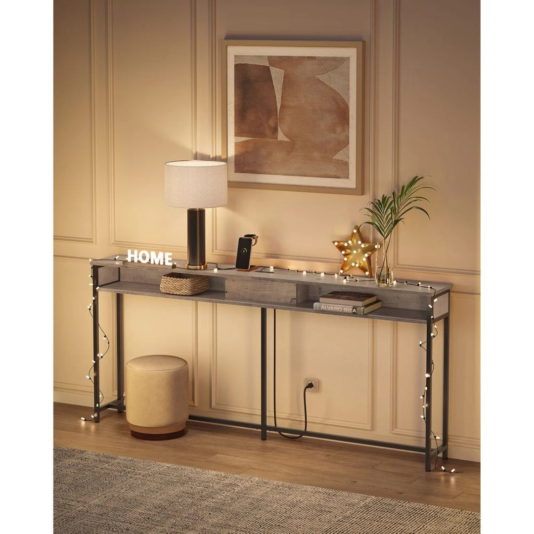 70-Inch Console Table with Charging Station and Storage Shelves – product view 20 | Amaraloft