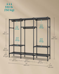 74.8” High Clothes Rack With Hanging Rails - product photo 11