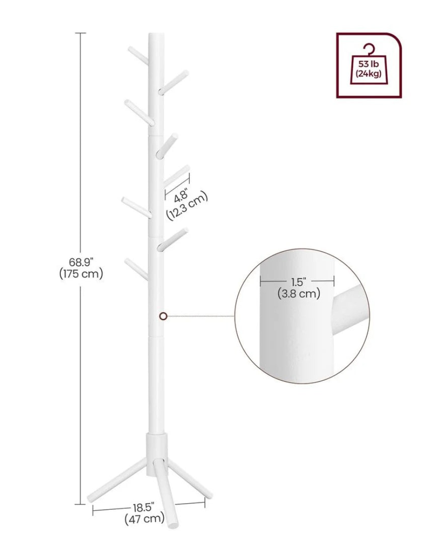 Solid Wood Coat Rack With 8 Hooks – product view 14 | Amaraloft