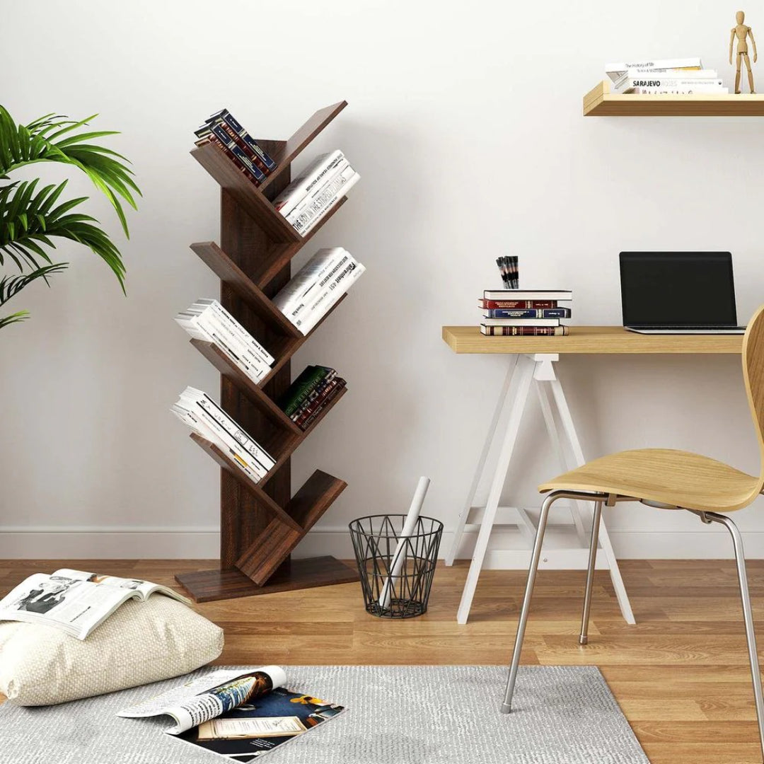 9 Tier Tree Bookshelf Space Saving Bookcase Storage Shelf – product view 14 | Amaraloft